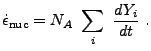$\displaystyle \dot {\epsilon}_{\rm nuc} = N_A  \sum_i  {dY_{i}\over dt}  .$