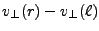 $\displaystyle v_\bot(r) - v_\bot(\ell)$