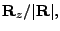 $\displaystyle {\bf R}_z/\vert{\bf R}\vert,$