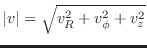 $\vert v\vert=\sqrt{v_R^2+v_\phi^2+v_z^2}$