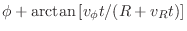 $\displaystyle \phi + \arctan{\left[v_\phi t/(R + v_Rt)\right]}$