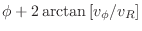 $\displaystyle \phi + 2 \arctan{\left[v_\phi/v_R\right]}$