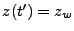 $ z(t')=z_w$