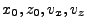 $ x_0,z_0,v_x,v_z$