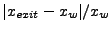 $ \vert x_{exit}-x_w\vert/x_w$