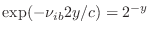 $\displaystyle \exp (-\nu_{ib}2y/c) = 2^{-y}$