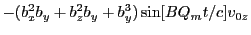 $\displaystyle - (b_x^2b_y+b_z^2b_y+b_y^3)\sin[BQ_mt/c]v_{0z}$