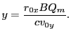 $\displaystyle y = \frac{r_{0x}BQ_m}{cv_{0y}}.$