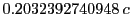 $\displaystyle 0.2032392740948\;c$