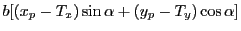 $\displaystyle b[(x_p-T_x)\sin\alpha + (y_p-T_y)\cos\alpha]$