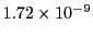 $ 1.72\times 10^{-9}$