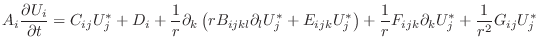 $\displaystyle A_i \frac{\partial U_i}{\partial t} = C_{ij}U^*_j + D_i +
\frac{1...
...U^*_j \right)
+ \frac{1}{r}F_{ijk} \partial_k U^*_j + \frac{1}{r^2}G_{ij} U^*_j$